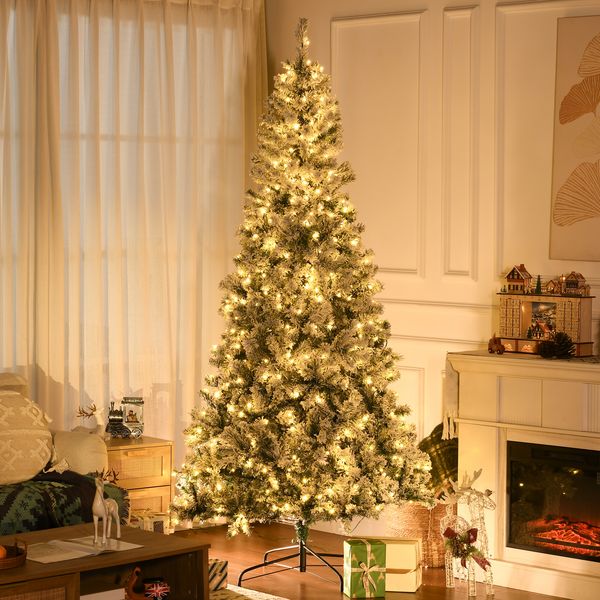 Dropship 7.5 Ft Tall Pre lit Artificial Christmas Tree Holiday Decor With 1188 Snow Flocked Branches 500 Warm White LED Lights Auto Open Green to Sell Online at a Lower Price Doba