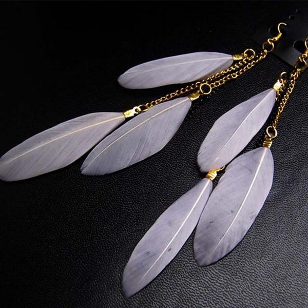 19 Colors Fashion Jewelry Fluorescent Color Exotic Dangle Earrings Long Tassel Feather Earrings for Women, 18